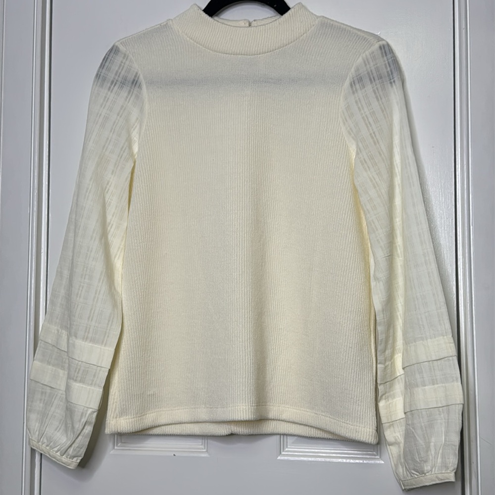 Madewell Cream Ribbed Mandarin Collar Sweater - Picture 4 of 10